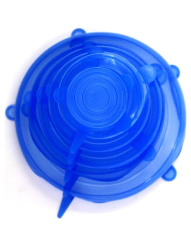 Tapa de Silicona Flexible LMS 6 Pcs Azul para Recipientes