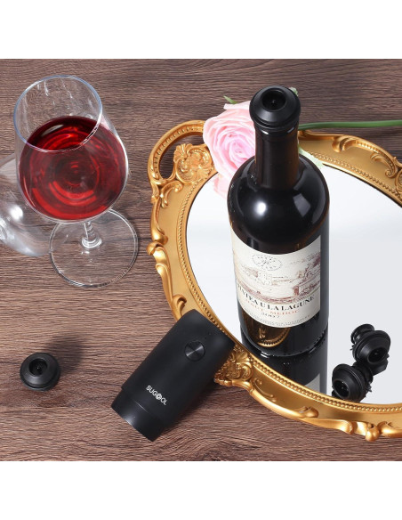 Bomba de Vino Eléctrica SUGOOL con 4 Tapones Reutilizables Bomba de Vino Eléctrica SUGOOL con 4 Tapones Reutilizables