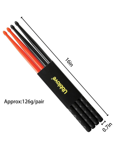 Baquetas de Nylon Tamaño 40.6cm 2 pares Antideslizantes Baquetas de Nylon Tamaño 40.6cm 2 pares Antideslizantes