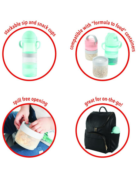 Set de Comida 7 Piezas Skip Hop Sip-to-Snack Teal/Gris Set de Comida 7 Piezas Skip Hop Sip-to-Snack Teal/Gris