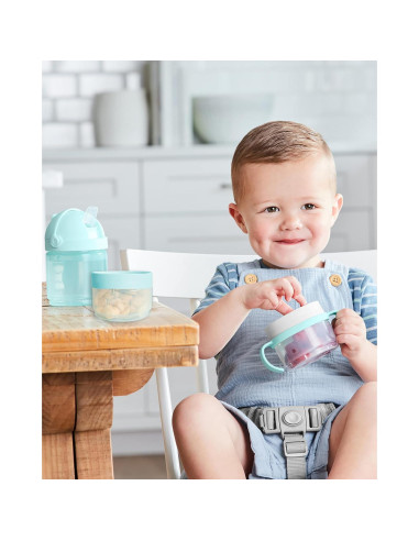Set de Comida 7 Piezas Skip Hop Sip-to-Snack Teal/Gris