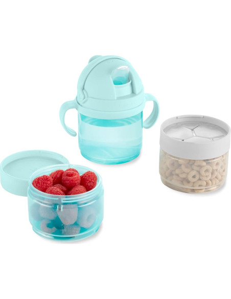 Set de Comida 7 Piezas Skip Hop Sip-to-Snack Teal/Gris Set de Comida 7 Piezas Skip Hop Sip-to-Snack Teal/Gris