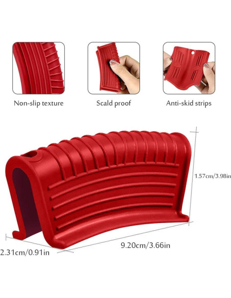 Soporte de Mango de Silicona EVAHOM Rojo 2 Piezas Antideslizante Soporte de Mango de Silicona EVAHOM Rojo 2 Piezas Antideslizante