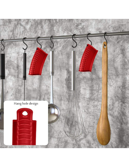 Soporte de Mango de Silicona EVAHOM Rojo 2 Piezas Antideslizante Soporte de Mango de Silicona EVAHOM Rojo 2 Piezas Antideslizante