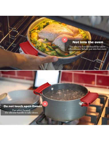 Soporte de Mango de Silicona EVAHOM Rojo 2 Piezas Antideslizante