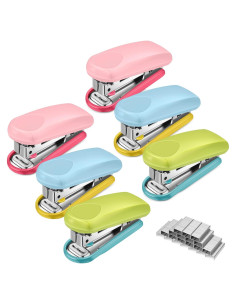 Mini Grapadora Leinuosen 6 Pack Rosa Azul Verde 16 Hojas
