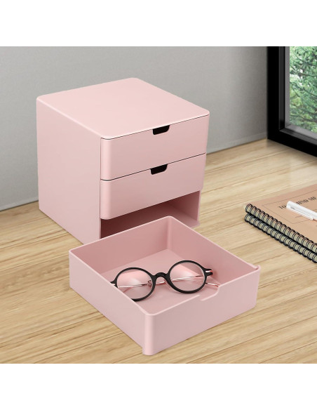Organizador de tocador Dalanpa 3 cajones rosa compacto Organizador de tocador Dalanpa 3 cajones rosa compacto