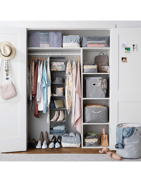 Organizador de Closet Colgante Amazon Basics 6 Niveles Gris Organizador de Closet Colgante Amazon Basics 6 Niveles Gris