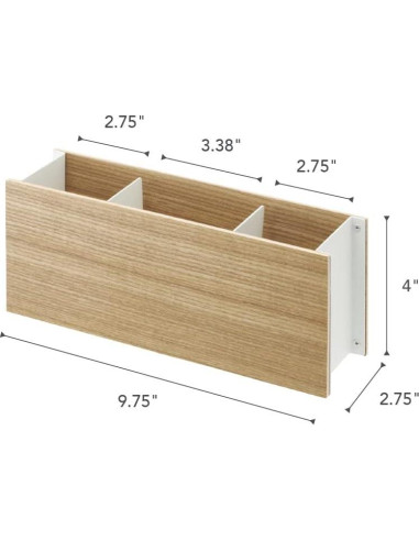 Organizador de Escritorio Yamazaki Home Rin - Acero y Madera - Pequeño