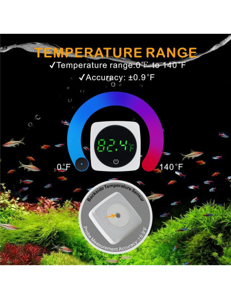 Termómetro Digital para Acuario Ainoora ATWF-100 LED 0-60C Termómetro Digital para Acuario Ainoora ATWF-100 LED 0-60C