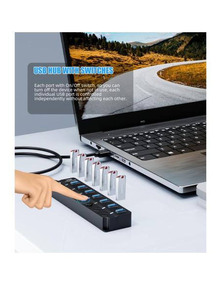 Hub USB 3.0 PANPEO de 7 Puertos con Cable de 0.91m Hub USB 3.0 PANPEO de 7 Puertos con Cable de 0.91m