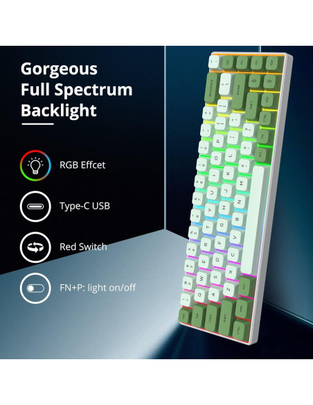 Teclado Mecánico Owpkeenthy 65% RGB Switch Rojo Matcha Teclado Mecánico Owpkeenthy 65% RGB Switch Rojo Matcha