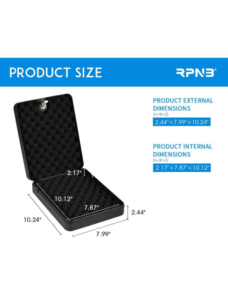 Caja Fuerte RPNB Portátil para Pistolas con Llave 20x26 cm Caja Fuerte RPNB Portátil para Pistolas con Llave 20x26 cm