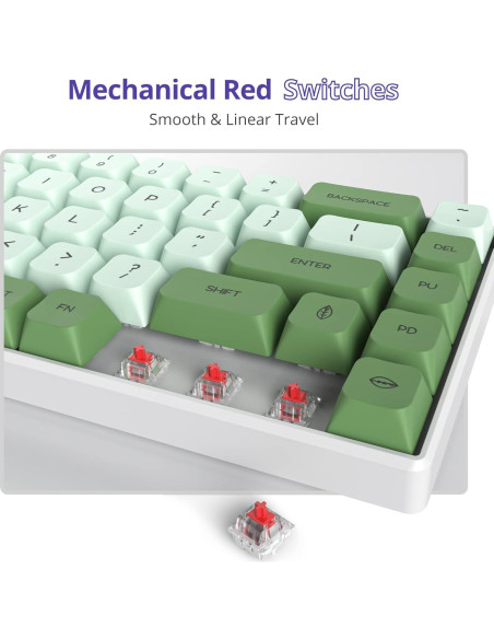 Teclado Mecánico Owpkeenthy 65% RGB Switch Rojo Matcha Teclado Mecánico Owpkeenthy 65% RGB Switch Rojo Matcha