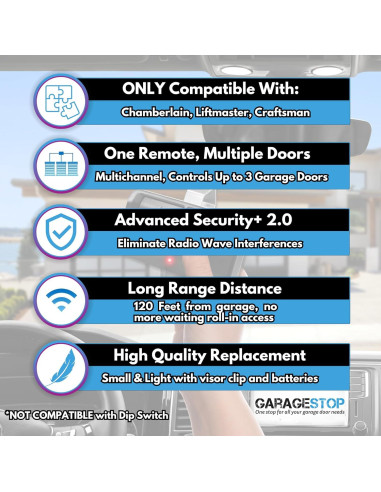 Control Remoto Garage Stop 893LM LiftMaster Craftsman 2 Unidades