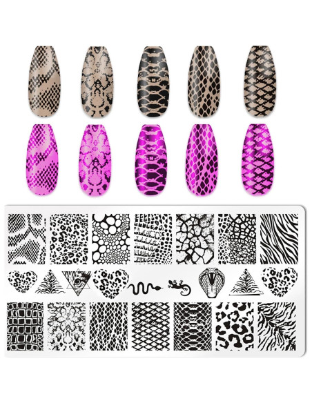 Juego de Sellos de Uñas HYWWPFLAY - 5 Placas Estampado Leopardo Juego de Sellos de Uñas HYWWPFLAY - 5 Placas Estampado Leopardo