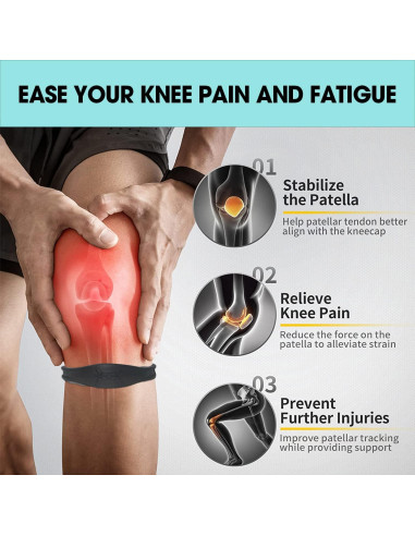 Faja de Rodilla Soporte Patelar KAIJIELY Negro Ajustable