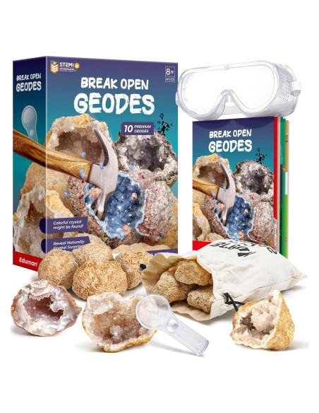 Kit de Geodas Rompe Abierto EDUMAN - 10 Geodas Reales y Accesorios Kit de Geodas Rompe Abierto EDUMAN - 10 Geodas Reales y Accesorios