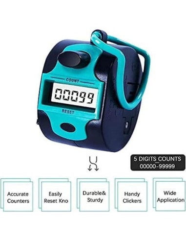 Contador Manual Digital TESEAS 5 Dígitos Azul Portátil