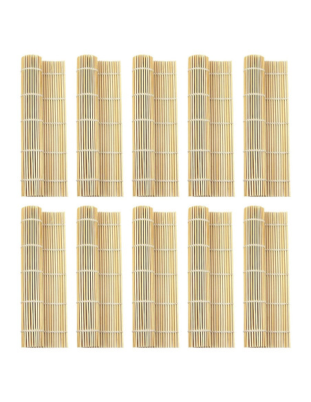 10 Esteras de Sushi de Bambú Natural LEEPHONE 24.6x24.6 cm 10 Esteras de Sushi de Bambú Natural LEEPHONE 24.6x24.6 cm