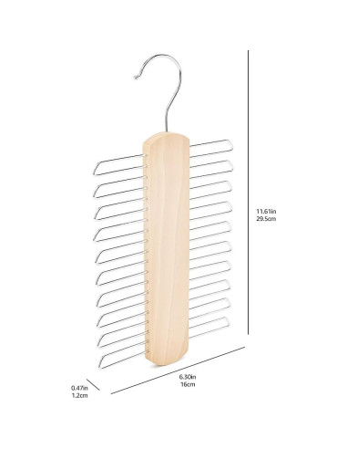 Perchero de Corbatas de Madera Amazon Basics 20 Barras - Natural