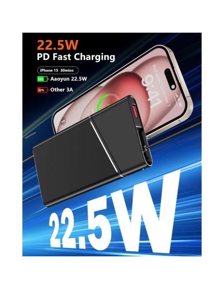 Cargador Portátil Aaoyun 10000mAh Carga Rápida 22.5W USB-C Cargador Portátil Aaoyun 10000mAh Carga Rápida 22.5W USB-C