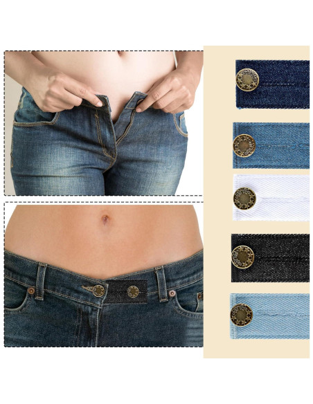 5 PCS Extensores de Cintura Ajustables Larrel para Jeans 5 PCS Extensores de Cintura Ajustables Larrel para Jeans
