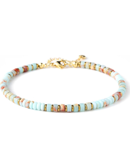 Pulsera de Tobillo Boho Hecha a Mano con Piedras Naturales 20 cm Pulsera de Tobillo Boho Hecha a Mano con Piedras Naturales 20 cm