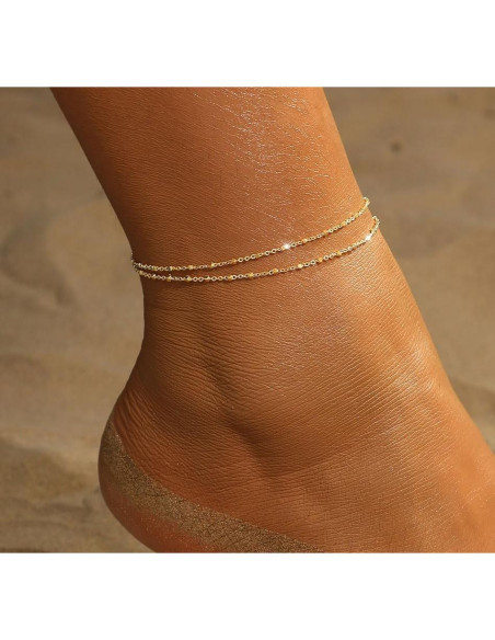 Conjunto de Pulseras de Tobillo de Oro MFRYK - 21 cm Ajustable Conjunto de Pulseras de Tobillo de Oro MFRYK - 21 cm Ajustable