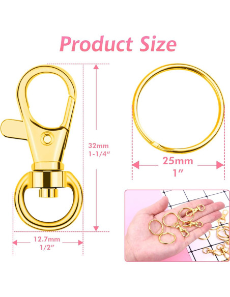 Kit de 100 Anillos y Ganchos de Llavero Paxcoo Dorados Kit de 100 Anillos y Ganchos de Llavero Paxcoo Dorados