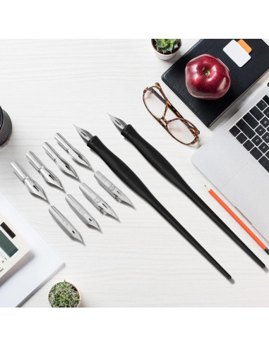 Conjunto de Plumas de Caligrafía Oblicua Zonon 2-en-1 con 8 Puntas