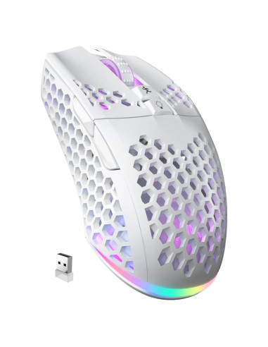 Ratón Gaming Inalámbrico SOLAKAKA SM600 Blanco 8000 DPI RGB