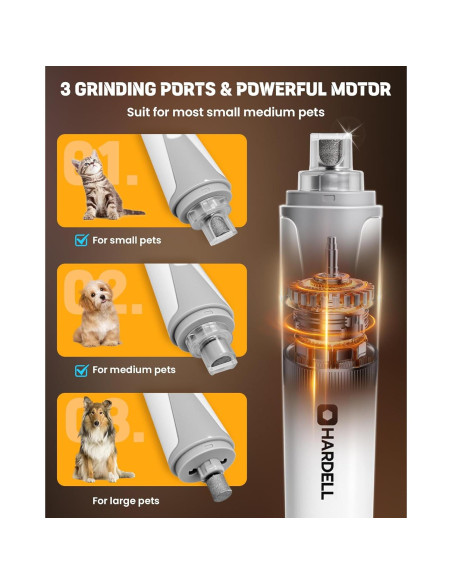 Molinillo de Uñas para Perros HARDELL, Cortauñas Silencioso con LED Molinillo de Uñas para Perros HARDELL, Cortauñas Silencioso con LED