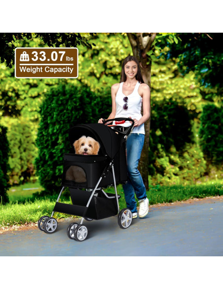 Carrito para Mascotas Azaeahom Plegable Negro 5.18 kg Carrito para Mascotas Azaeahom Plegable Negro 5.18 kg