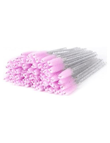 Cepillos de Pestañas Desechables i-Laesh 100 Pcs Cristal Rosa