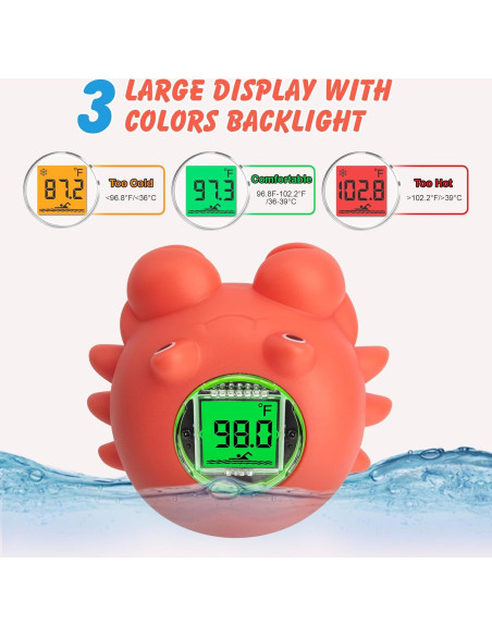 Termómetro de baño para bebés BGYTWEYTD cangrejo LED recargable Termómetro de baño para bebés BGYTWEYTD cangrejo LED recargable