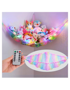 Hamaca de Red para Animales de Peluche Castillo Unicornio con Luz LED