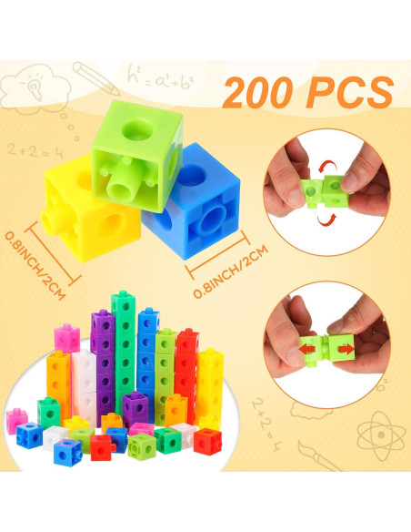 Cubos de Enlace Jenaai 200 Piezas Plástico Colorido 2 cm Cubos de Enlace Jenaai 200 Piezas Plástico Colorido 2 cm