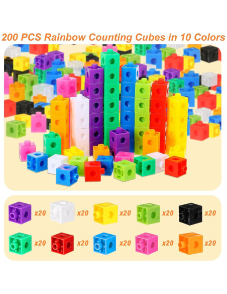Cubos de Enlace Jenaai 200 Piezas Plástico Colorido 2 cm Cubos de Enlace Jenaai 200 Piezas Plástico Colorido 2 cm