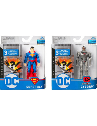 Figura de Acción DC Comics Superman y Cyborg 10 cm 2-Pack