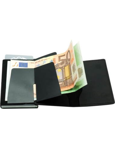 Cartera Slim Pacer Go de Aluminio y Cuero con Bloqueo RFID