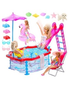Juego de piscina para muñecas 29 cm HONLAELLA con tobogán