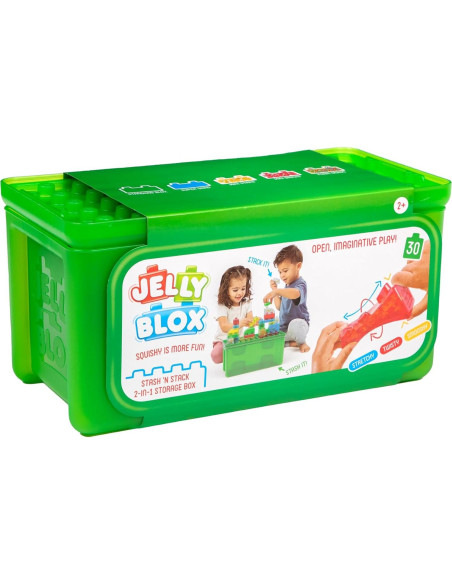 Jelly Blox Stash 'N Stack 2-en-1 Caja de Almacenamiento 30 Bloques Jelly Blox Stash 'N Stack 2-en-1 Caja de Almacenamiento 30 Bloques