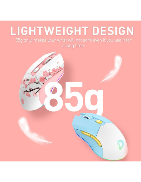 Ratón Gaming Inalámbrico DAREU Sakura Pink 12K DPI RGB Ratón Gaming Inalámbrico DAREU Sakura Pink 12K DPI RGB