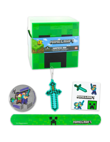 Conjunto de Accesorios Sorpresa Minecraft - 3 Piezas Llavero, Pulsera, Calcomanías Conjunto de Accesorios Sorpresa Minecraft - 3 Piezas Llavero, Pulsera, Calcomanías