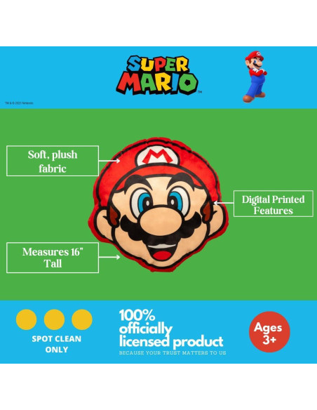 Almohada Decorativa Super Mario Franco 40.6 cm Suave Almohada Decorativa Super Mario Franco 40.6 cm Suave