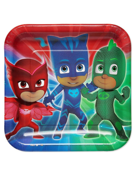 Platos de Papel Cuadrados American Greetings PJ Masks 23 cm - 8 Unidades Platos de Papel Cuadrados American Greetings PJ Masks 23 cm - 8 Unidades