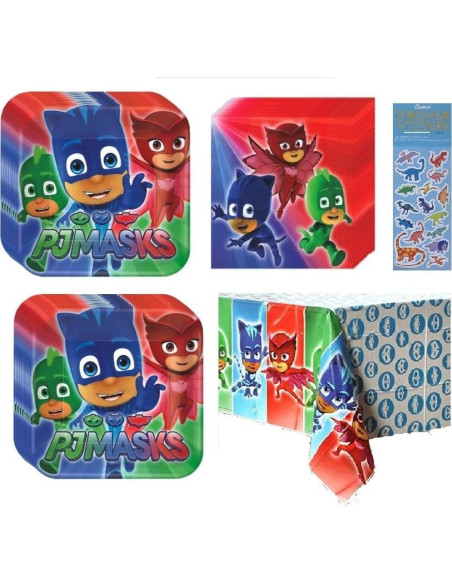Suministros Fiesta Cumpleaños PJ Masks para 16 Personas Suministros Fiesta Cumpleaños PJ Masks para 16 Personas
