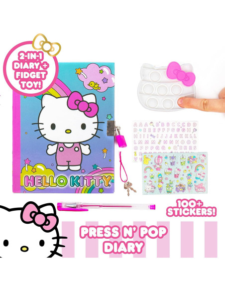 Diario Press N' Pop Hello Kitty con Juguete Antiestrés 60 Hojas Diario Press N' Pop Hello Kitty con Juguete Antiestrés 60 Hojas