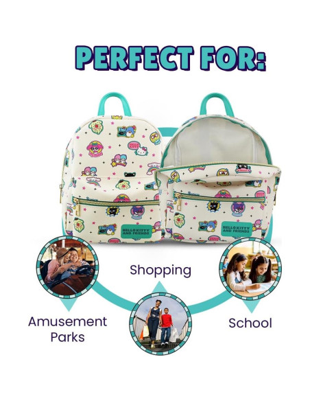 Mini mochila Hello Kitty PU 25.4x20.3 cm con correas ajustables Mini mochila Hello Kitty PU 25.4x20.3 cm con correas ajustables